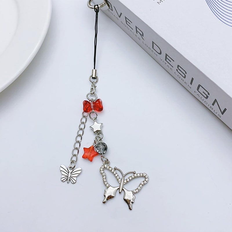 cioatu 1-4PCS Cute Phone Charms Aesthetic Y2K Cell Phone Charms Strap Strawberry Butterfly Star PhoneCharm Y2K Accessories for Bag Keychain Airpods Camera Pendants Decor - Image 2